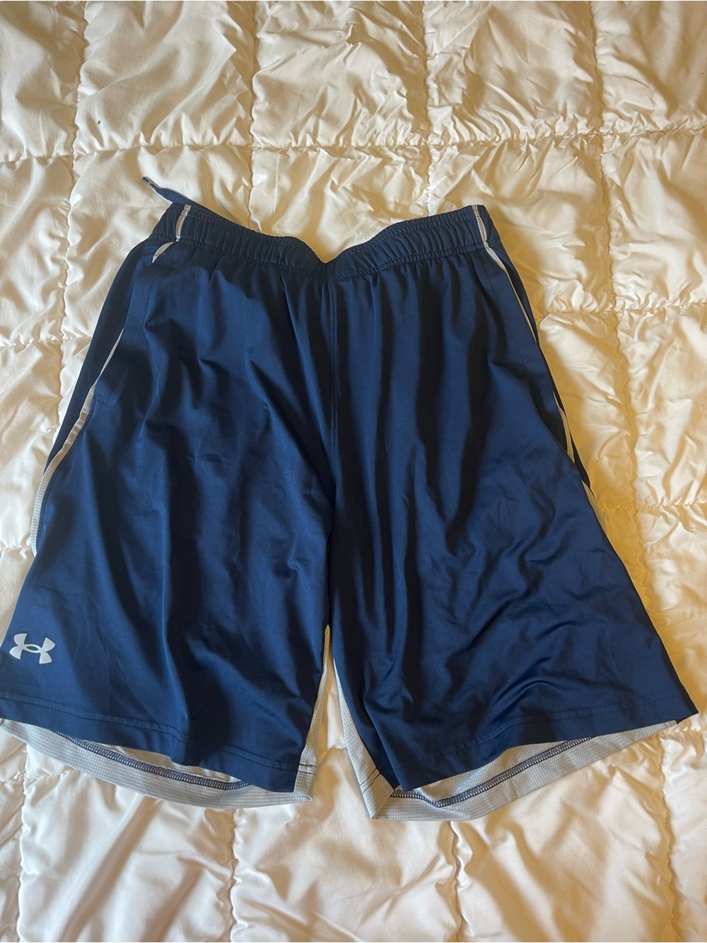 Under Armour Men’s Navy Blue Athletic Shorts with Light Gray Trim
